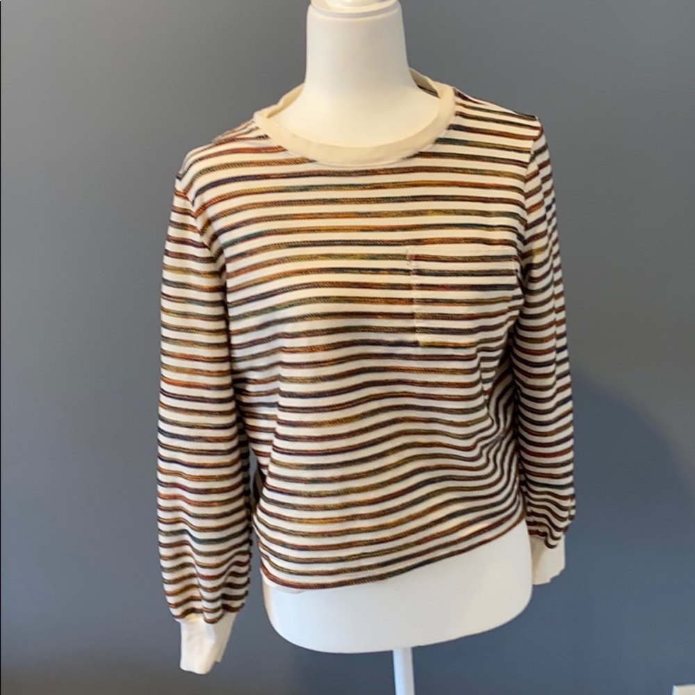 Madewell rainbow striped boxy long sleeve T